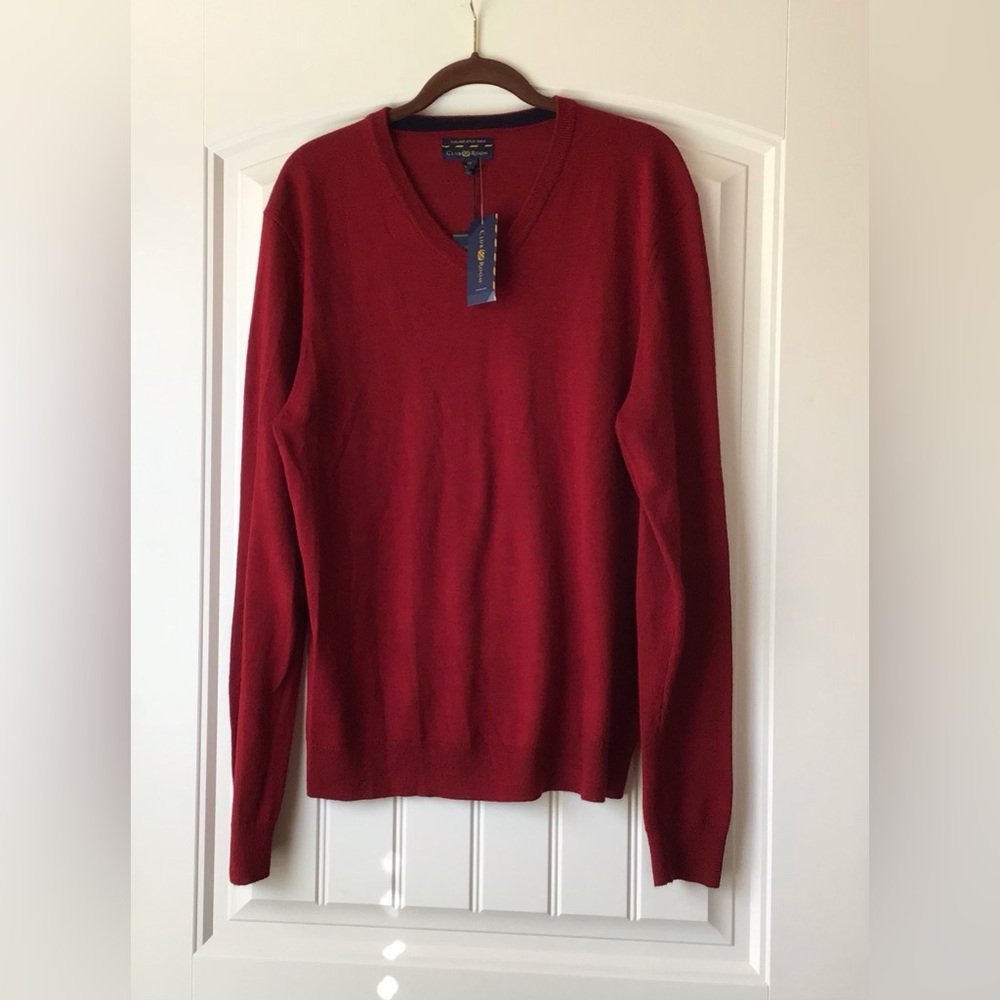 Club Room Men's V-Neck Sweater in Deep Red